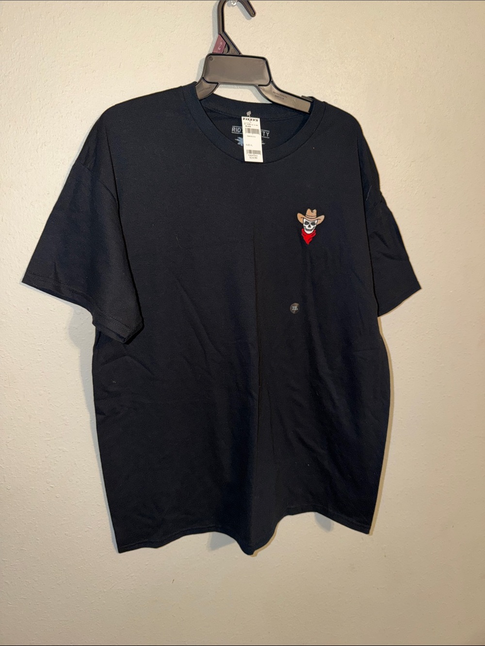 Tilly's Black Short Sleeve Tee with Cowboy Skull Patch
